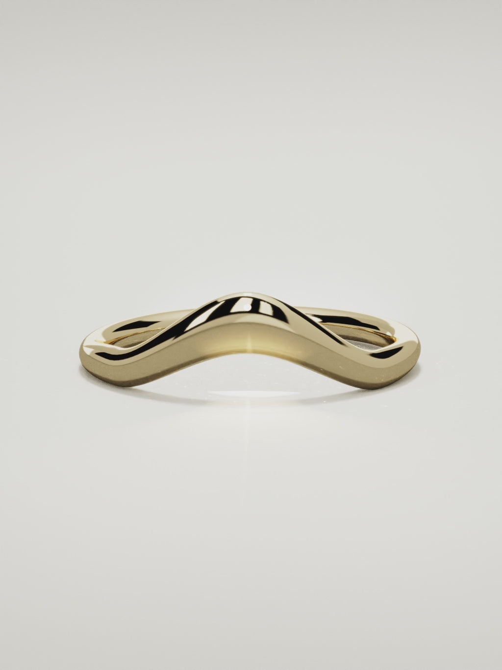 The Aria high contour wedding band in 14K yellow gold, 360 turntable video