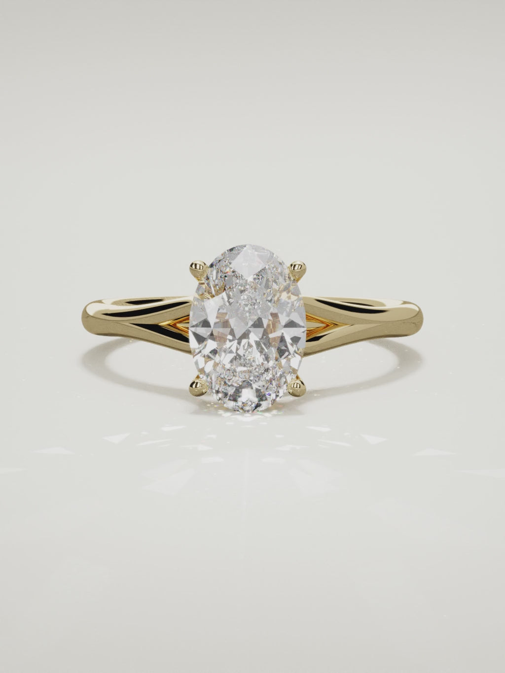 The Lazo oval lab-grown diamond solitaire in 14K yellow gold, 360 turntable video
