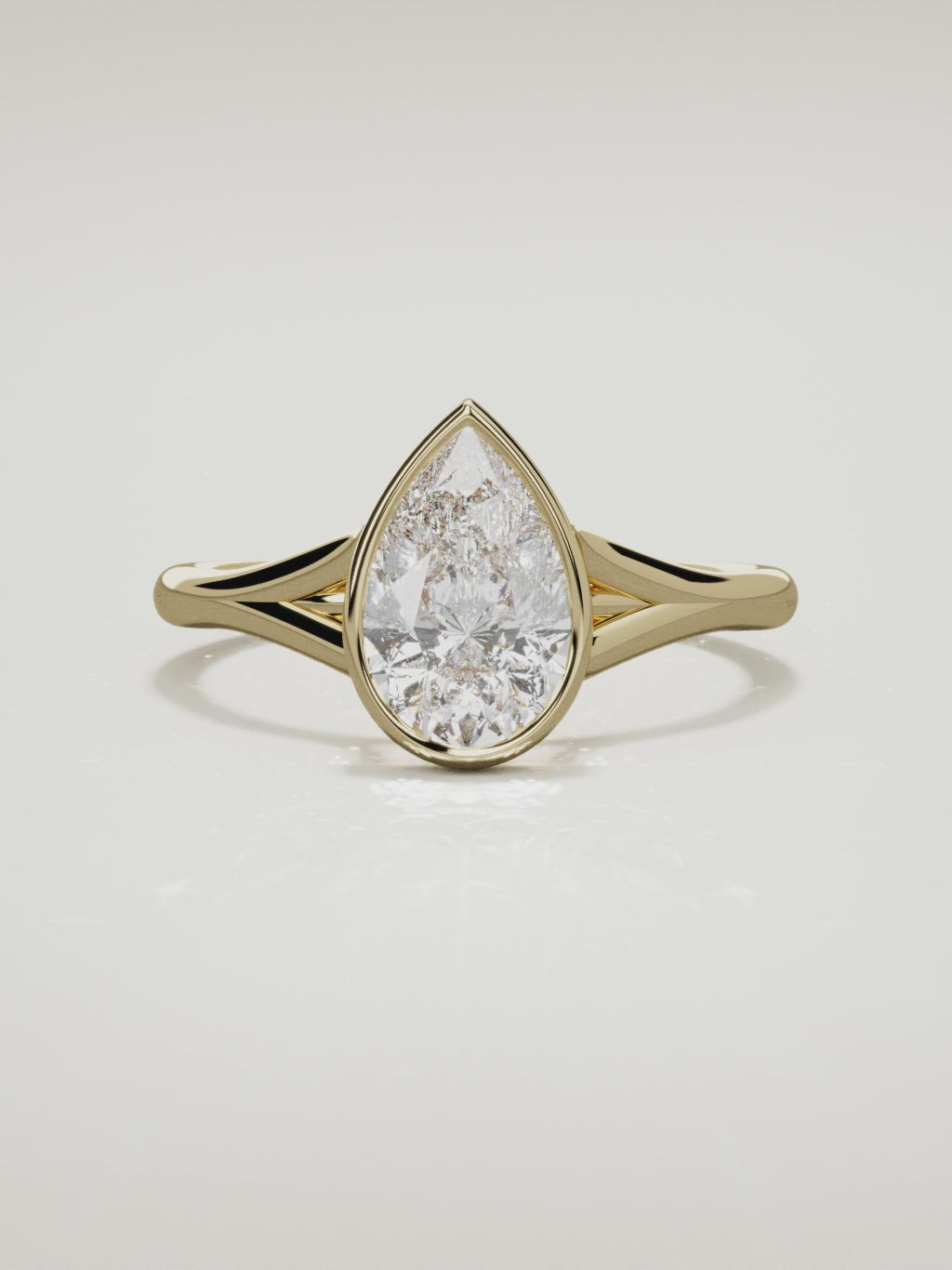 The Luna pear-shaped lab-grown diamond solitaire in 14K yellow gold, 360 turntable video