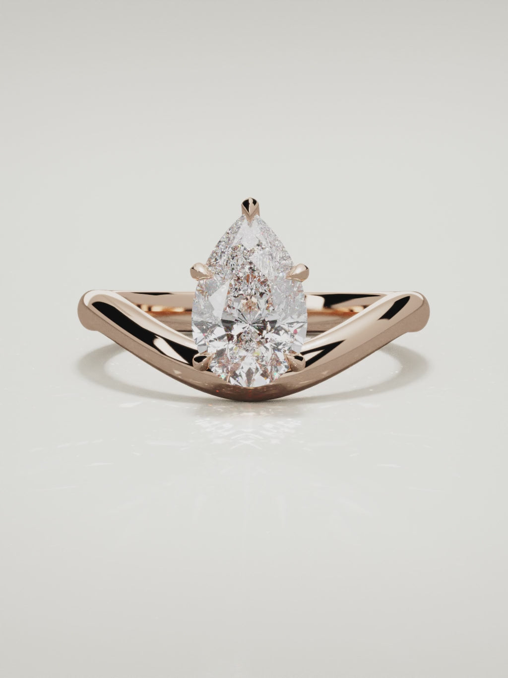The Arco pear-shaped lab-grown diamond solitaire in 14K rose gold, 360 turntable video