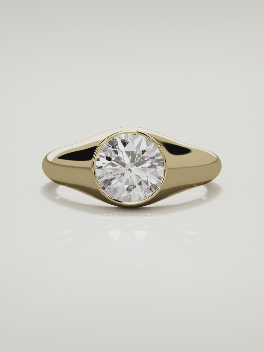 The Cala round lab-grown diamond ring in 14K yellow gold, 360 turntable video