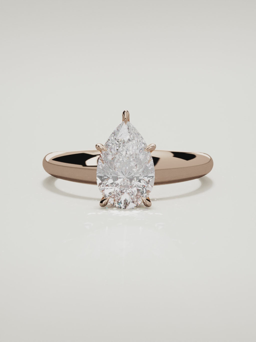 The Aire pear-shaped lab-grown diamond solitaire in 14K rose gold, 360 turntable video