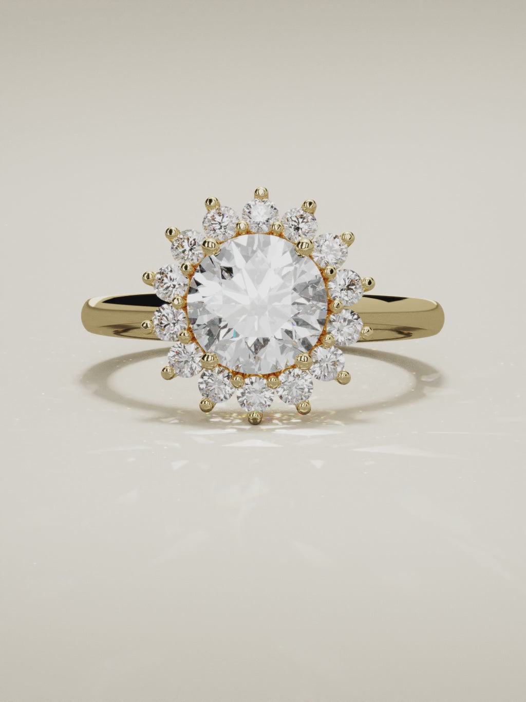 The Aura round lab-grown diamond solitaire in 14K yellow gold, 360 turntable video