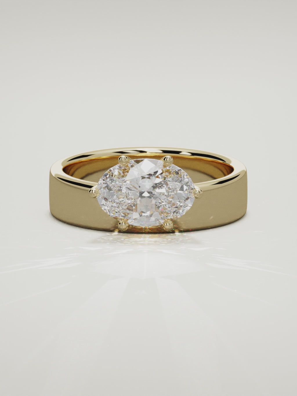 The Joya east-west oval lab-grown diamond solitaire in 14K yellow gold, 360 turntable video