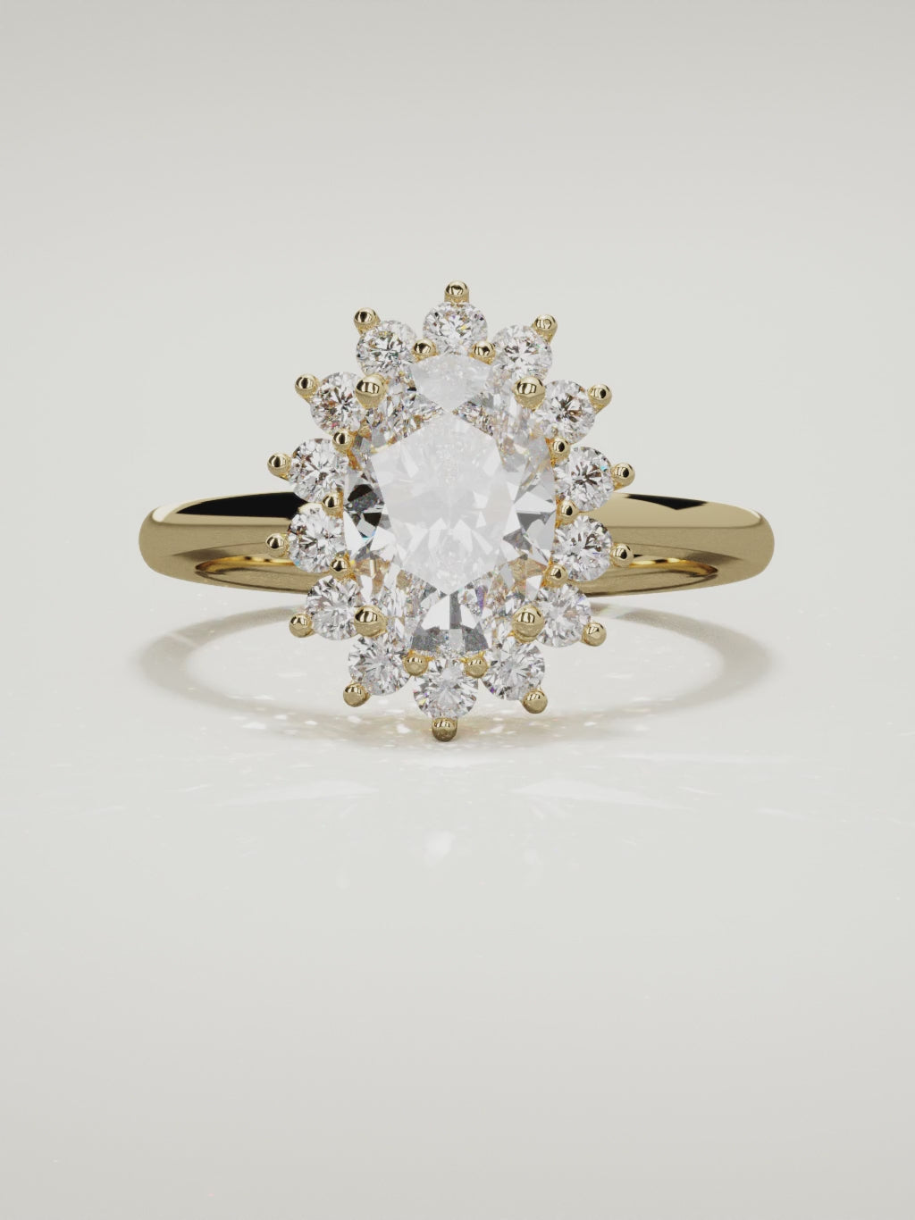 The Aura oval lab-grown diamond solitaire in 14K yellow gold, 360 turntable video