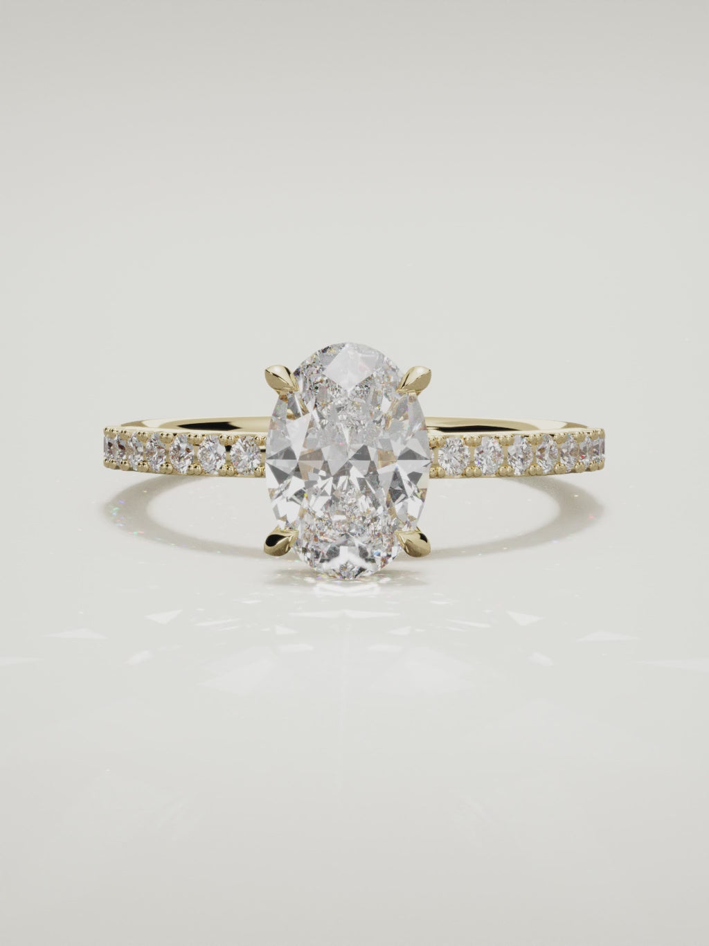 The Vitral oval lab-grown diamond solitaire in 14K yellow gold, 360 turntable video