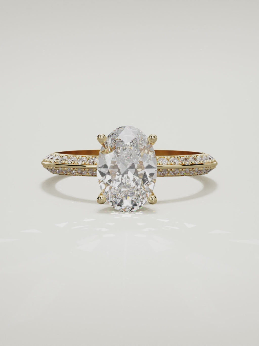 The Vera oval lab-grown diamond solitaire in 14K yellow gold, 360 turntable video