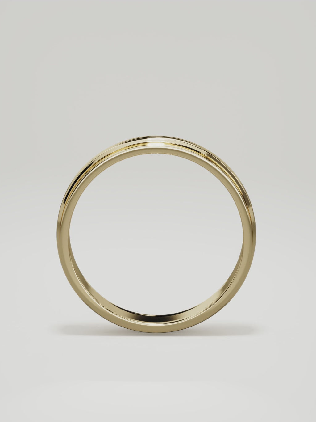 The Linea center-ridge men's wedding band in 14K yellow gold, 5 mm, 360 turntable video