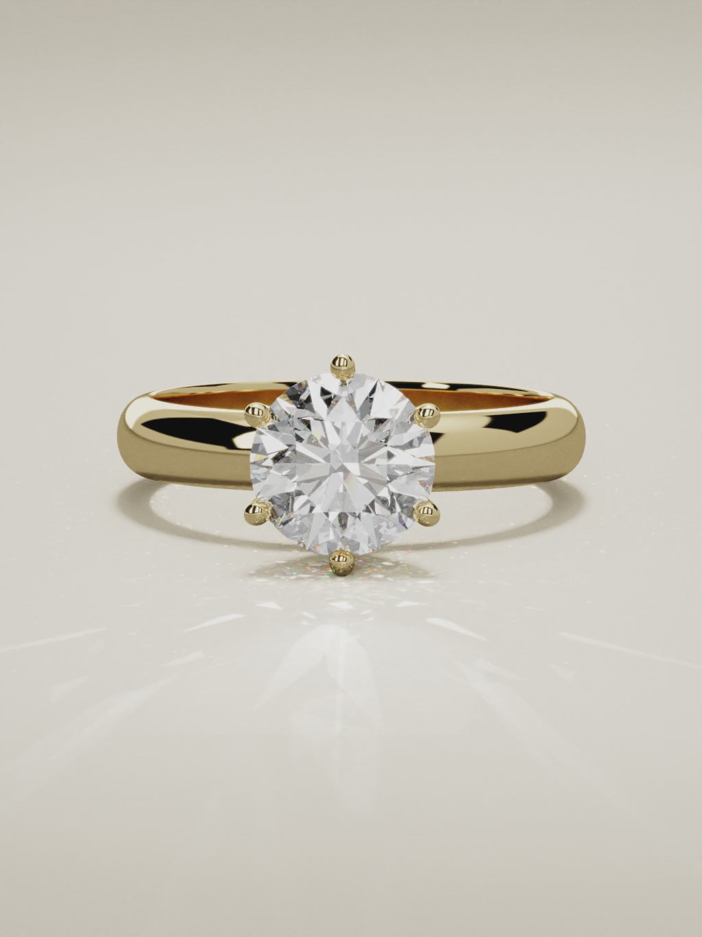 The Fina round lab-grown diamond solitaire in 14K yellow gold, 360 turntable video
