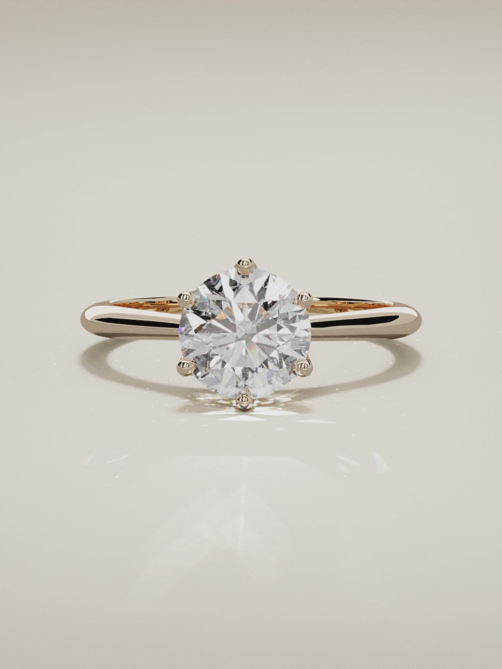 The Iris round lab-grown diamond solitaire in 14K rose gold, 360 turntable video