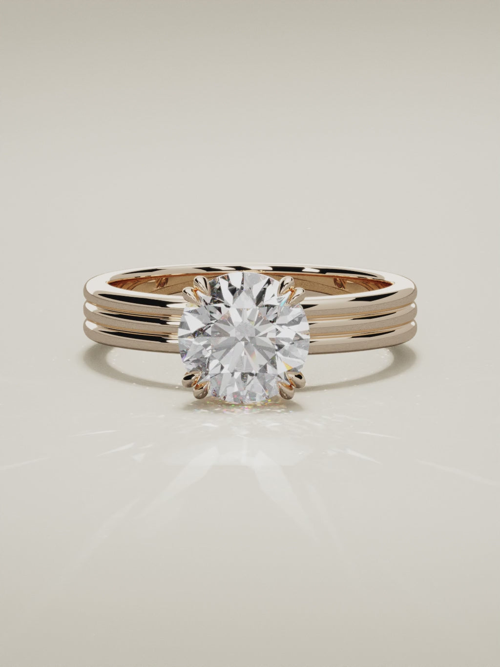 The Lira round lab-grown diamond solitaire in 14K rose gold, 360 turntable video
