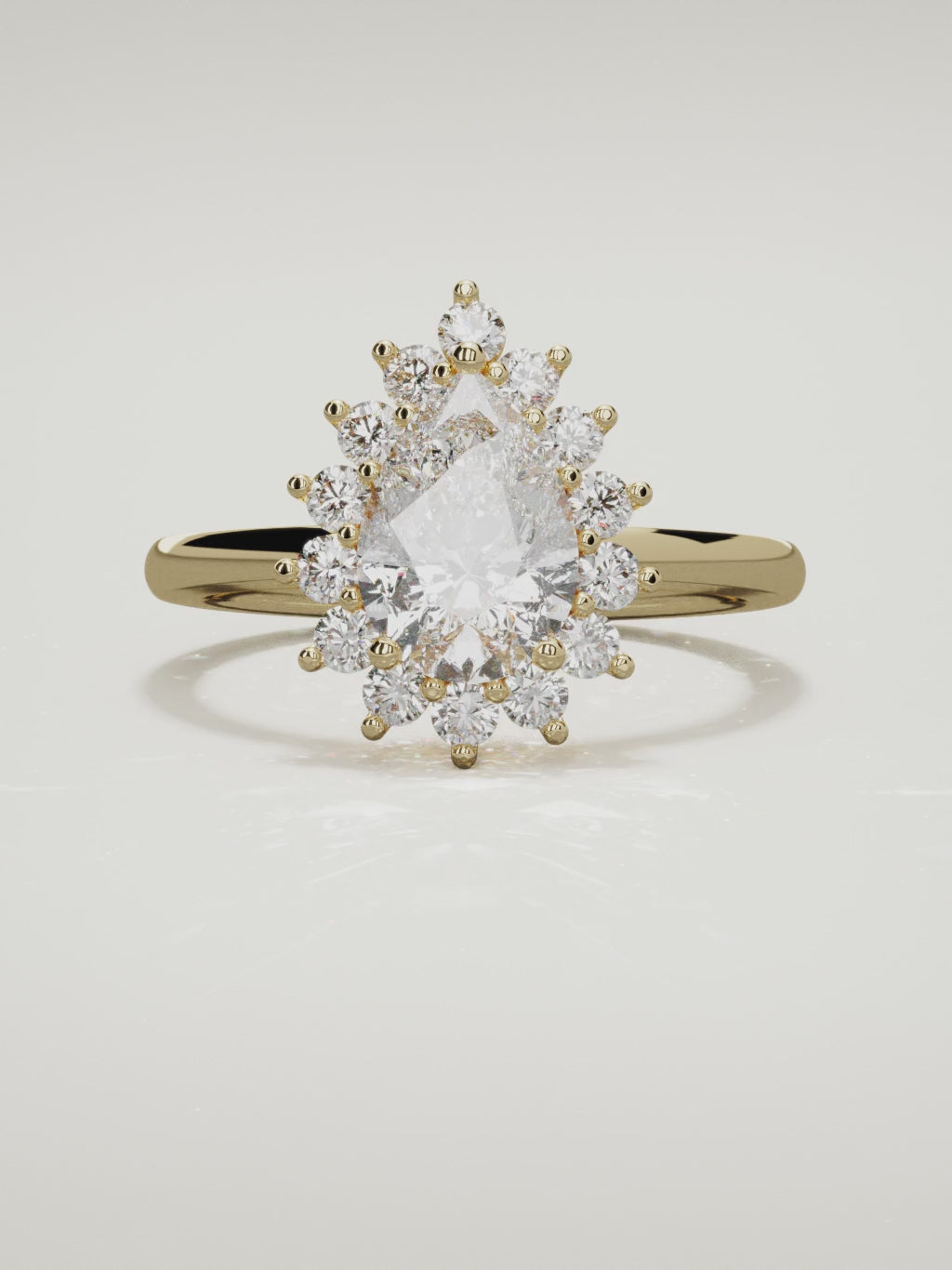 The Aura pear-shaped lab-grown diamond solitaire in 14K yellow gold, 360 turntable video