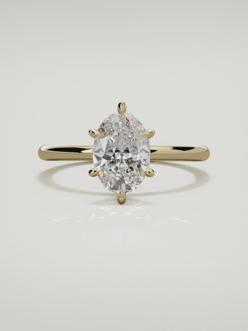 The Alba oval lab-grown diamond solitaire in 14K yellow gold, 360 turntable video