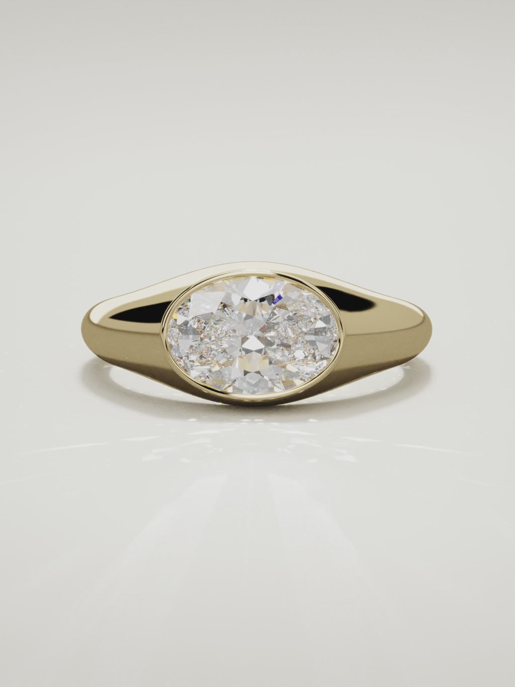The Cala east-west oval lab-grown diamond ring in 14K yellow gold, 360 turntable video