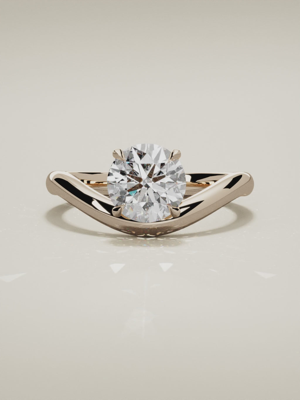 The Arco round lab-grown diamond solitaire in 14K rose gold, 360 turntable video