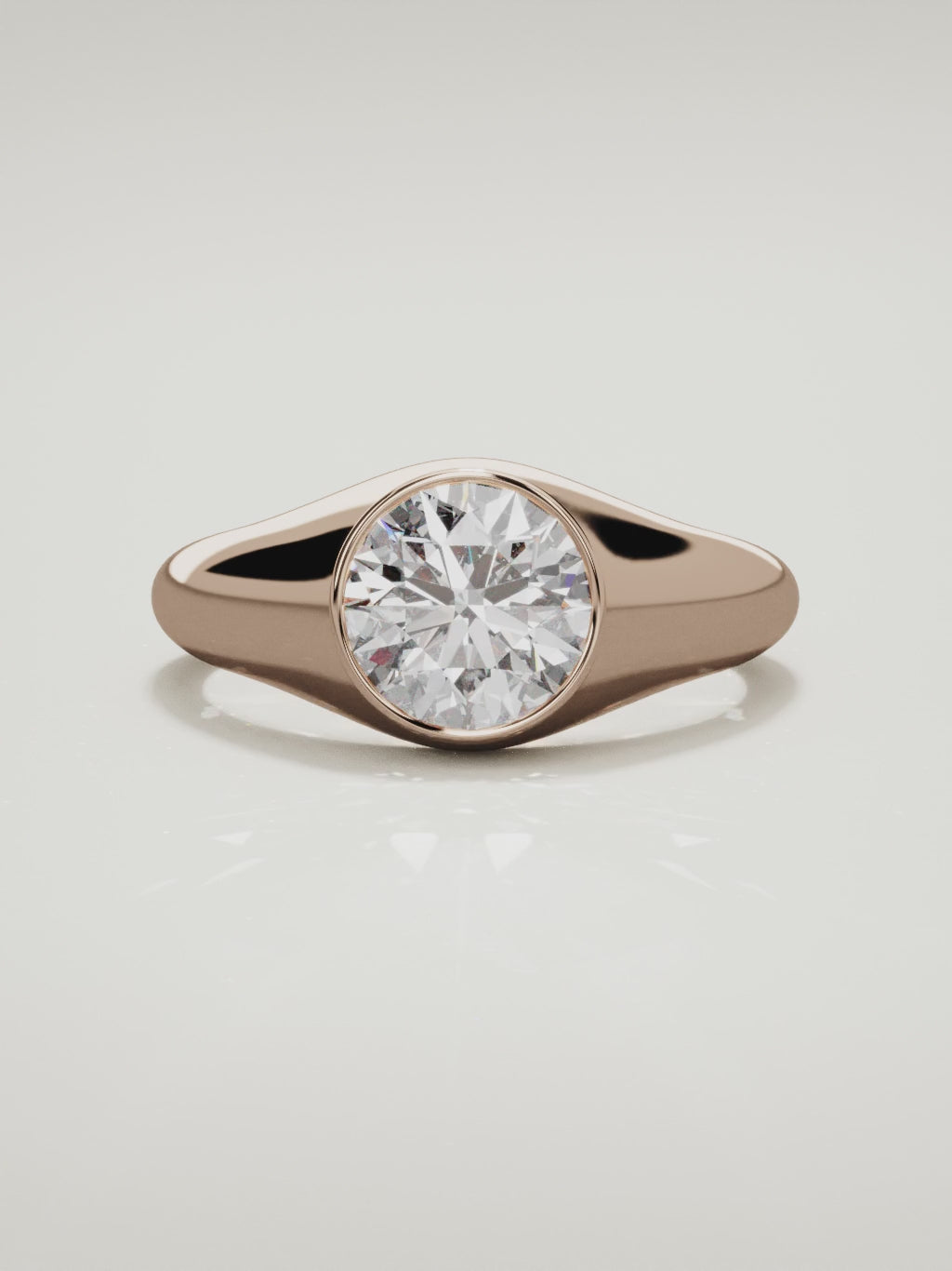 The Cala round lab-grown diamond ring in 14K rose gold, 360 turntable video