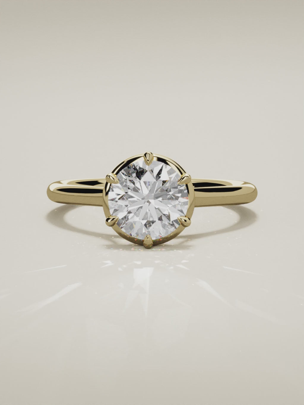 The Orbe round lab-grown diamond solitaire in 14K yellow gold, 360 turntable video