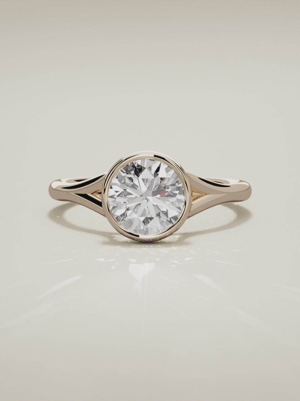 The Luna round lab-grown diamond solitaire in 14K rose gold, 360 turntable video