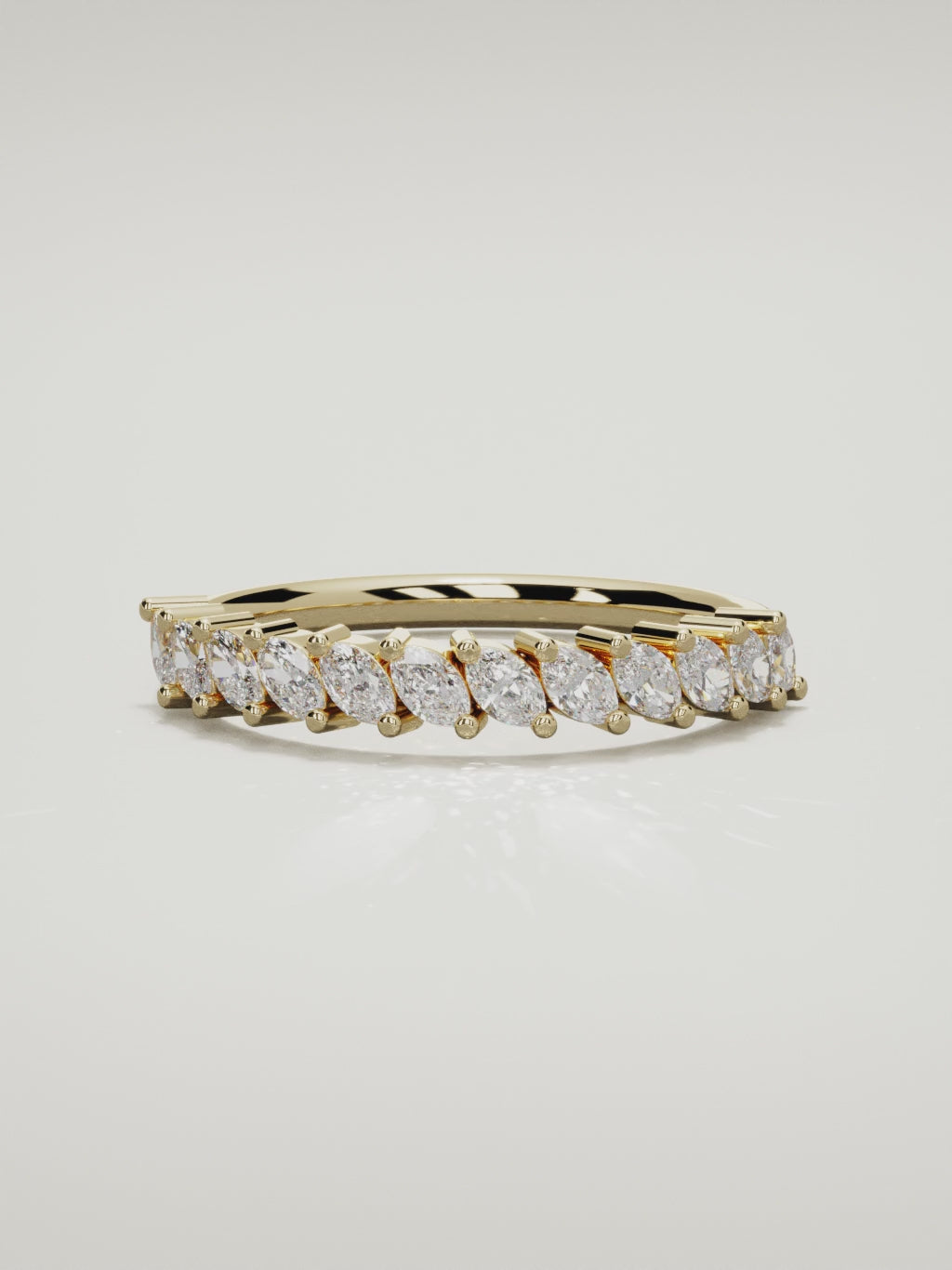 The Union marquise half eternity band in 14K yellow gold, 360 turntable video