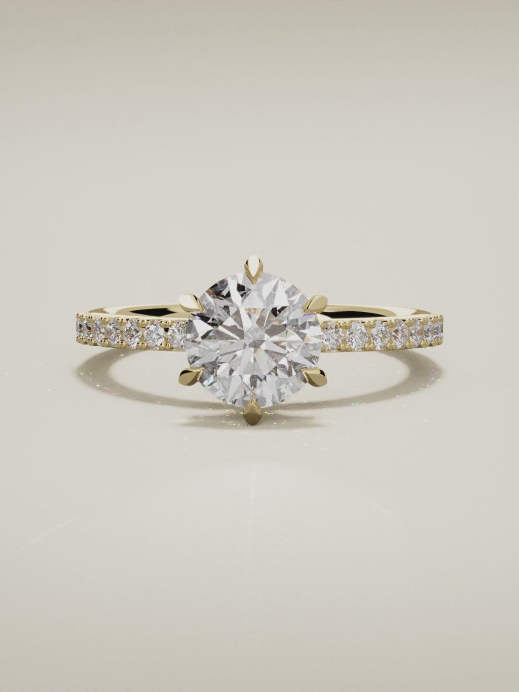The Vitral round lab-grown diamond solitaire in 14K yellow gold, 360 turntable video
