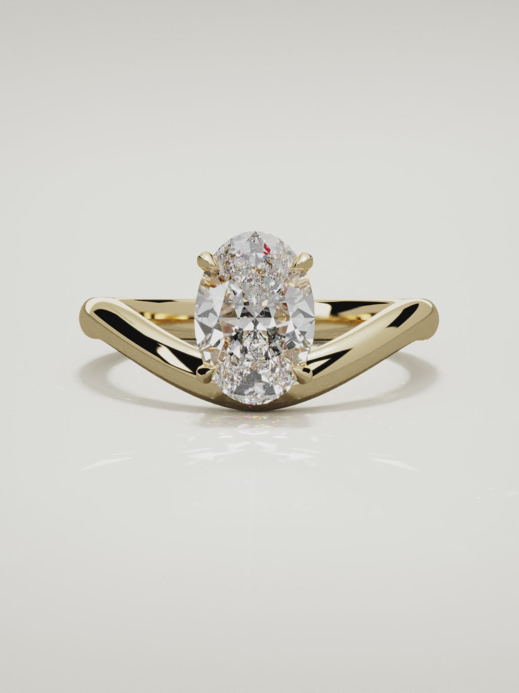 The Arco oval lab-grown diamond solitaire in 14K yellow gold, 360 turntable video