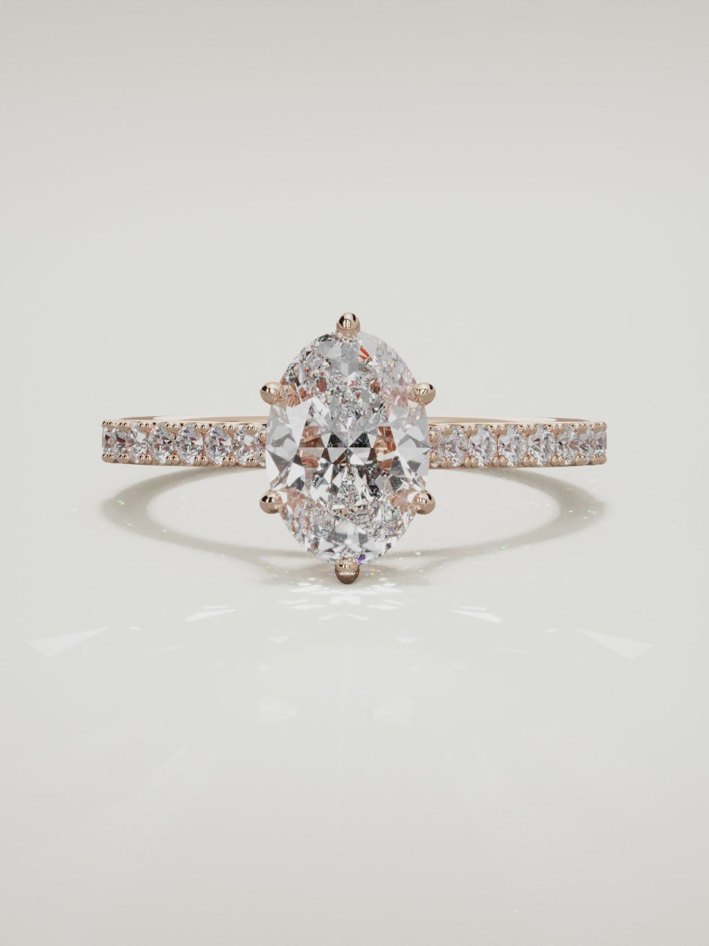 The Blonda oval lab-grown diamond solitaire in 14K rose gold, 360 turntable video