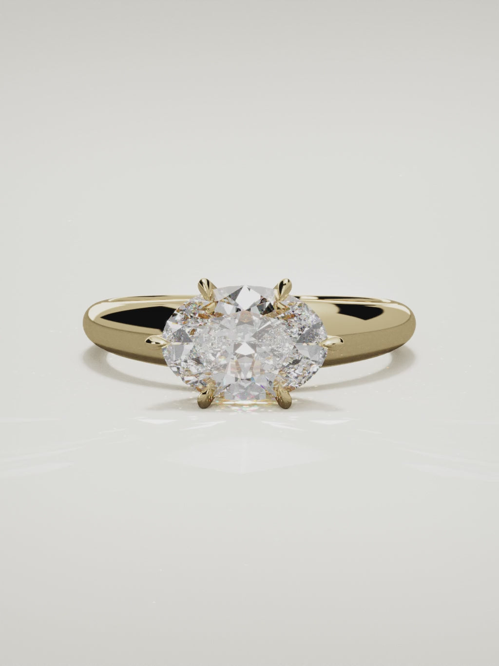 The Aire east-west oval lab-grown diamond solitaire in 14K yellow gold, 360 turntable video