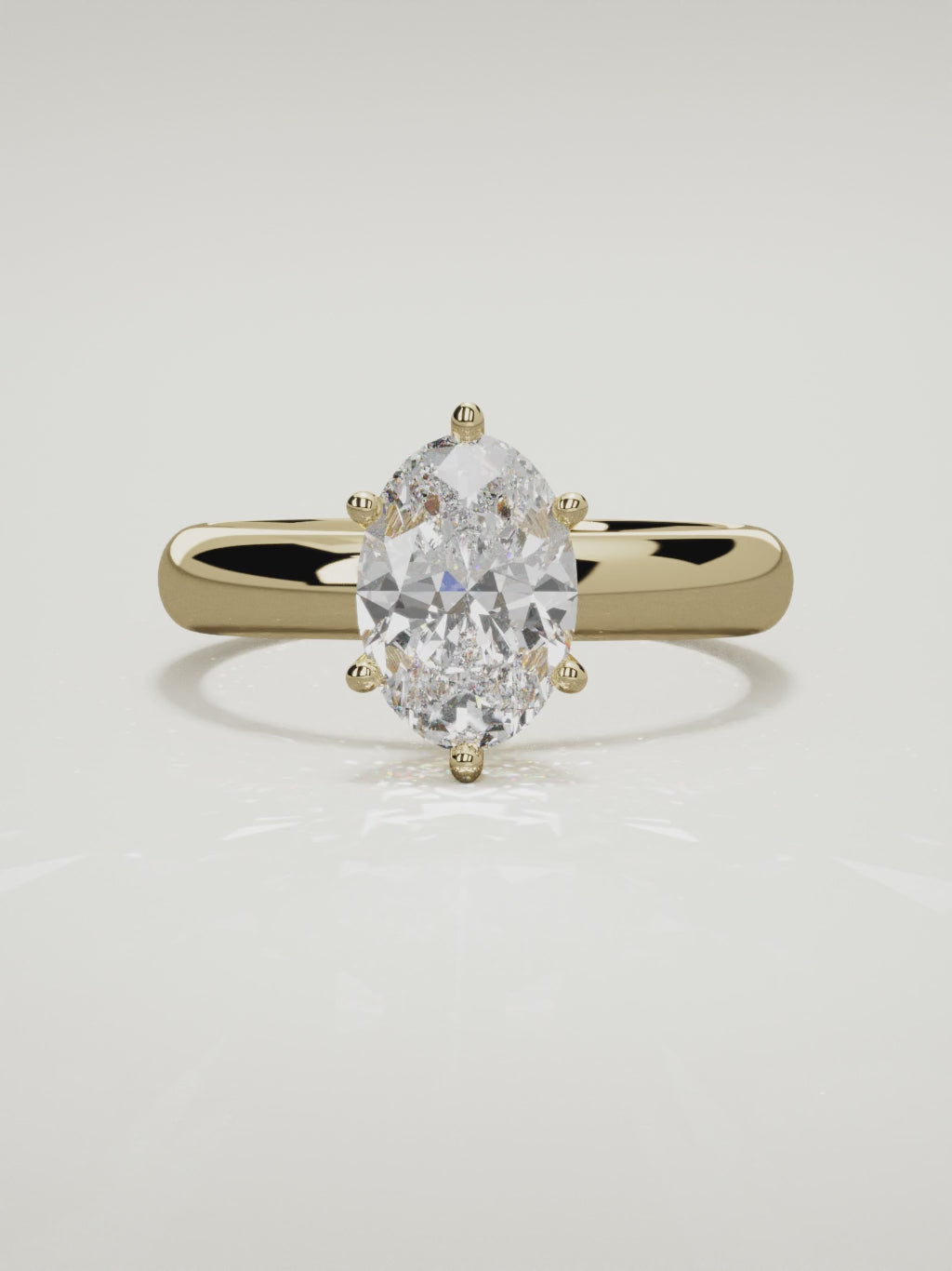 The Fina oval lab-grown diamond solitaire in 14K yellow gold, 360 turntable video