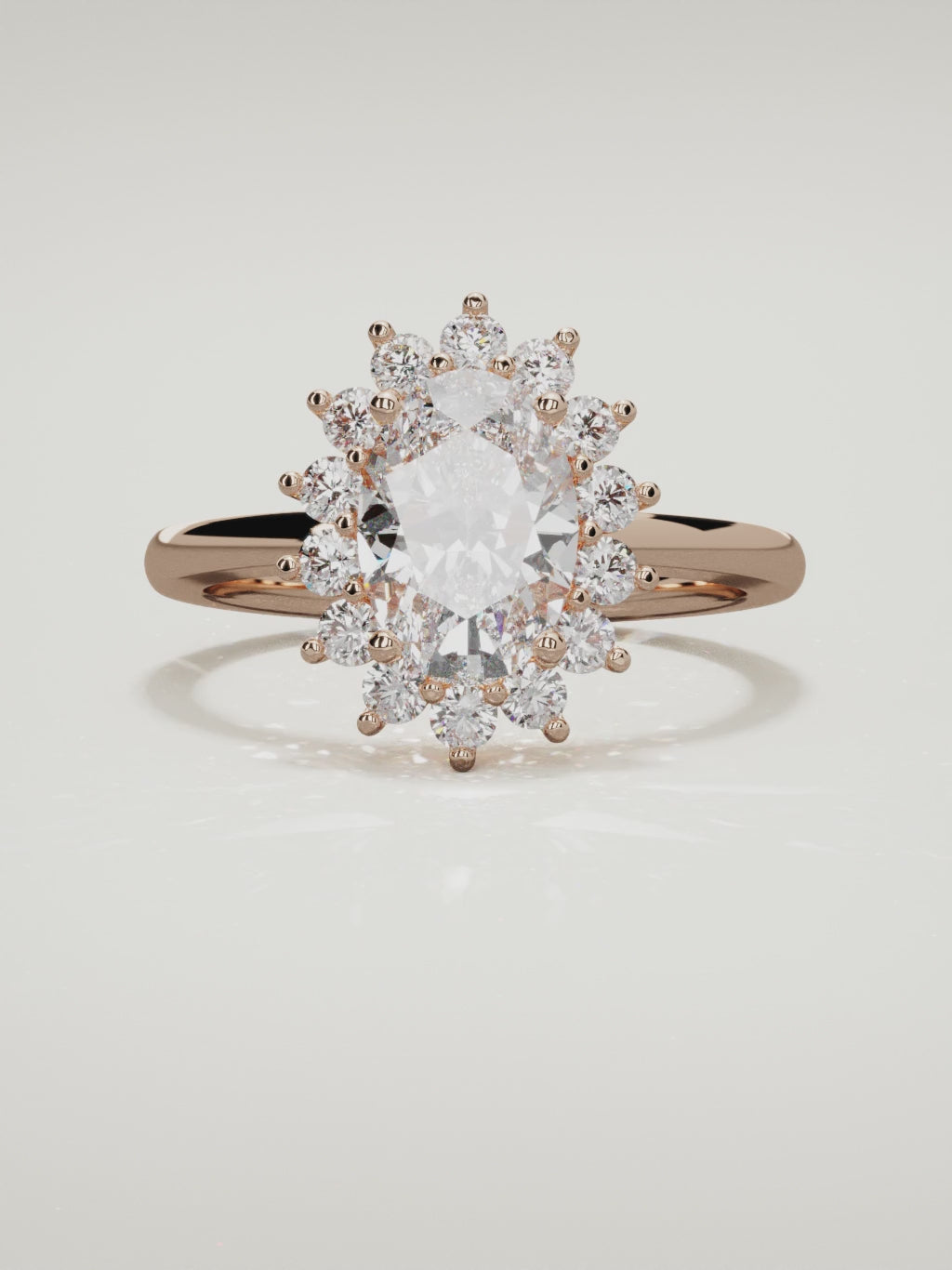 The Aura oval lab-grown diamond solitaire in 14K rose gold, 360 turntable video