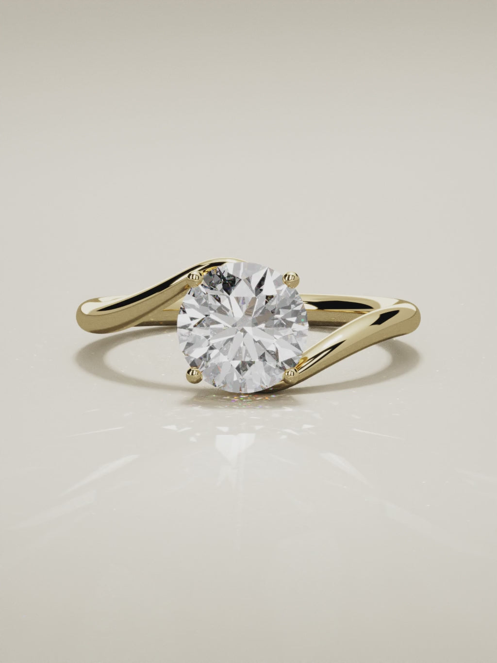 The Ola round lab-grown diamond solitaire in 14K yellow gold, 360 turntable video