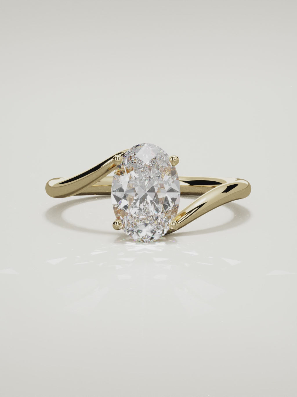 The Ola oval lab-grown diamond solitaire in 14K yellow gold, 360 turntable video