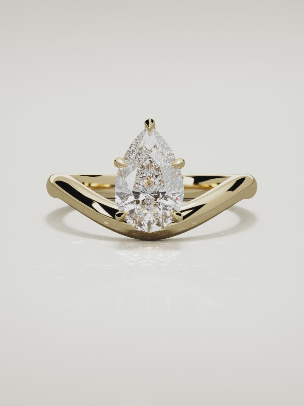 The Arco pear-shaped lab-grown diamond solitaire in 14K yellow gold, 360 turntable video