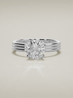 The Lira round lab-grown diamond solitaire in 14K white gold, 360 turntable video