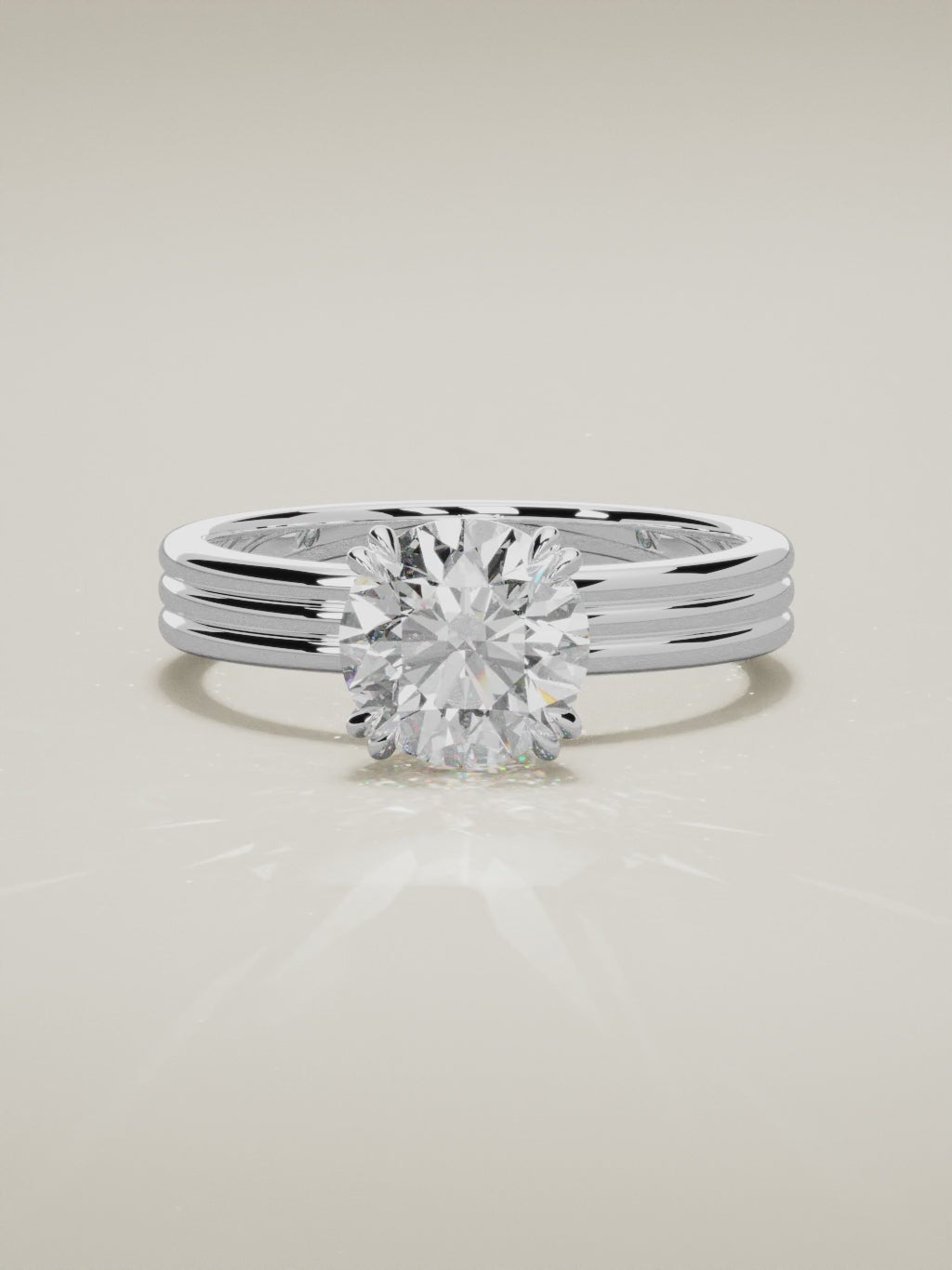 The Lira round lab-grown diamond solitaire in 14K white gold, 360 turntable video