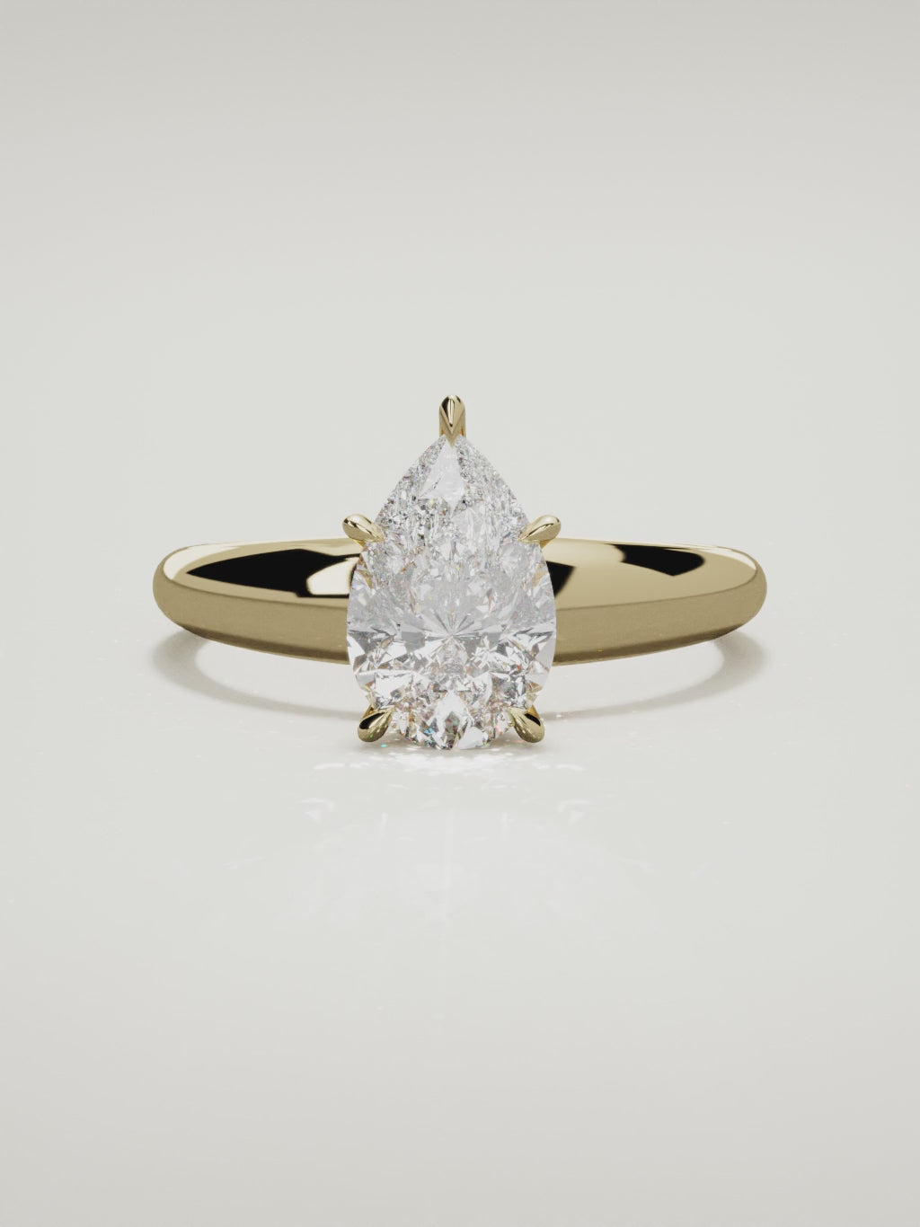 The Aire pear-shaped lab-grown diamond solitaire in 14K yellow gold, 360 turntable video