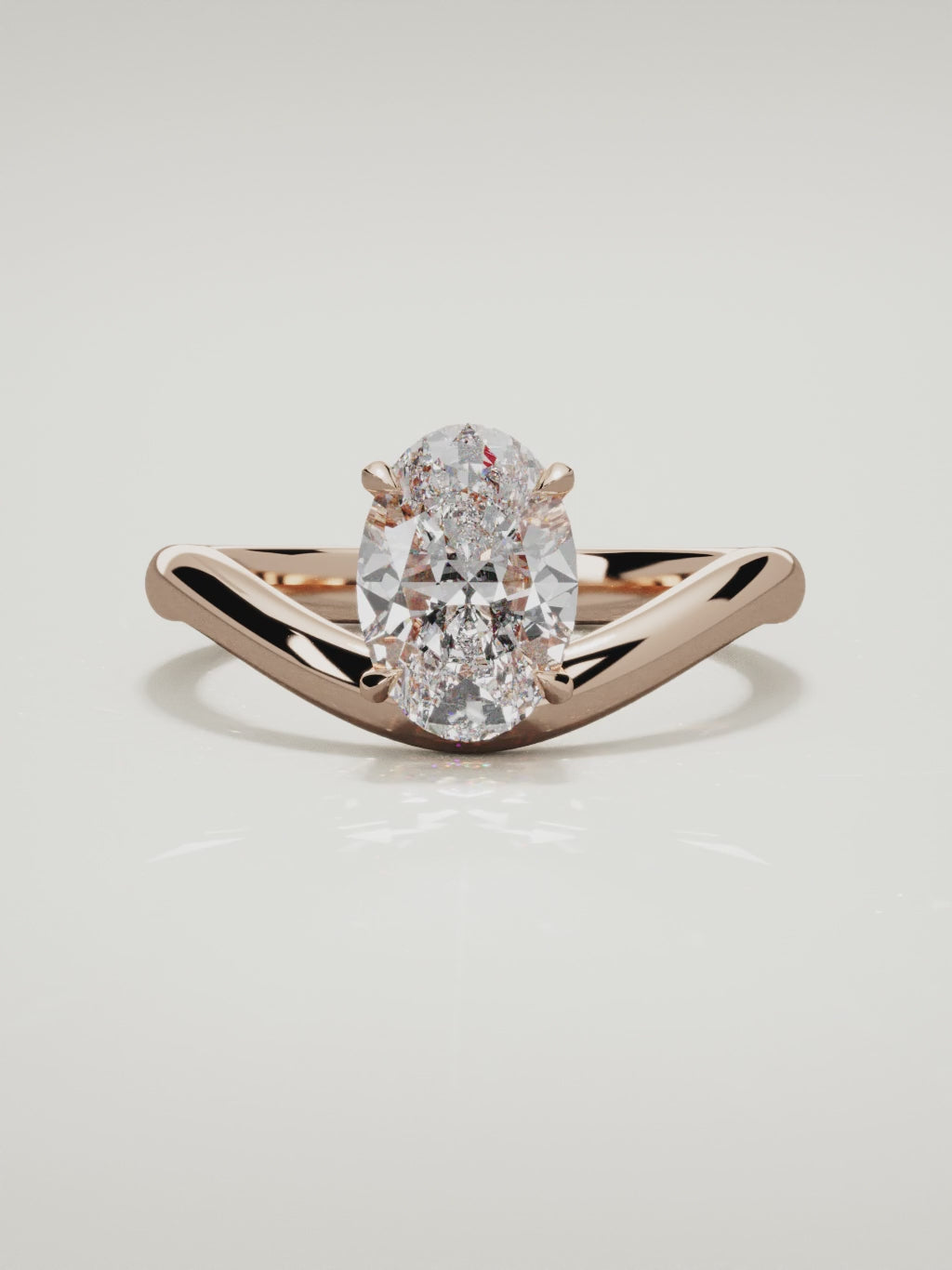 The Arco oval lab-grown diamond solitaire in 14K rose gold, 360 turntable video