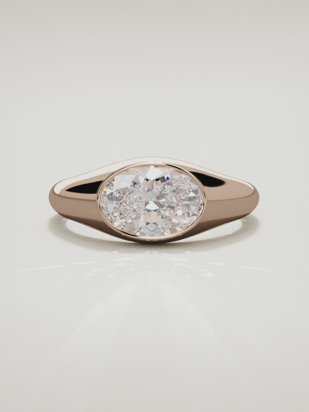 The Cala east-west oval lab-grown diamond ring in 14K rose gold, 360 turntable video