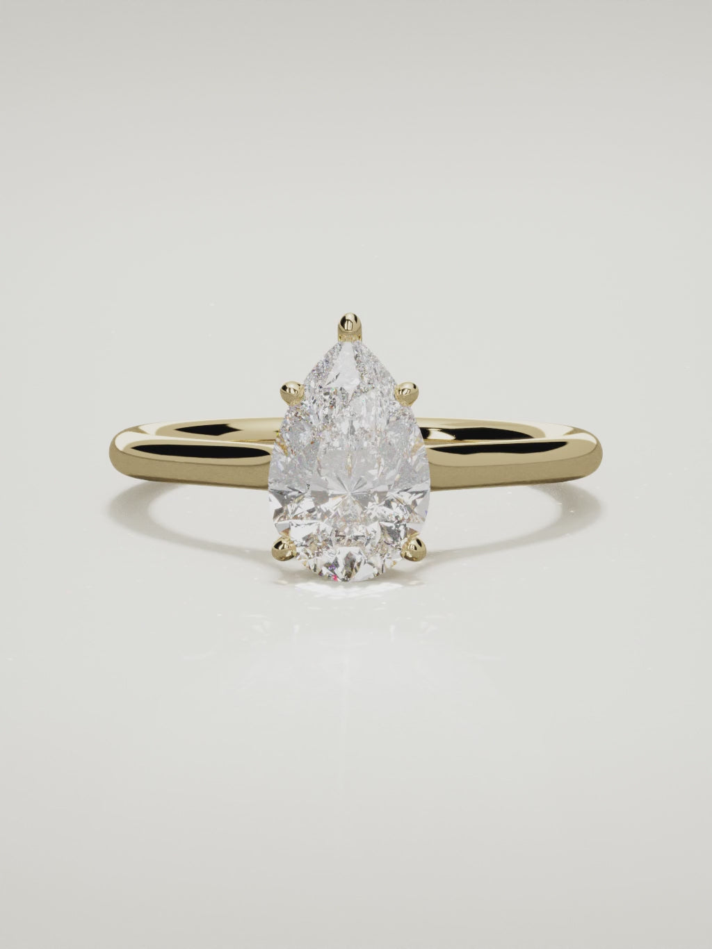 The Altar pear-shaped lab-grown diamond solitaire in 14K yellow gold, 360 turntable video