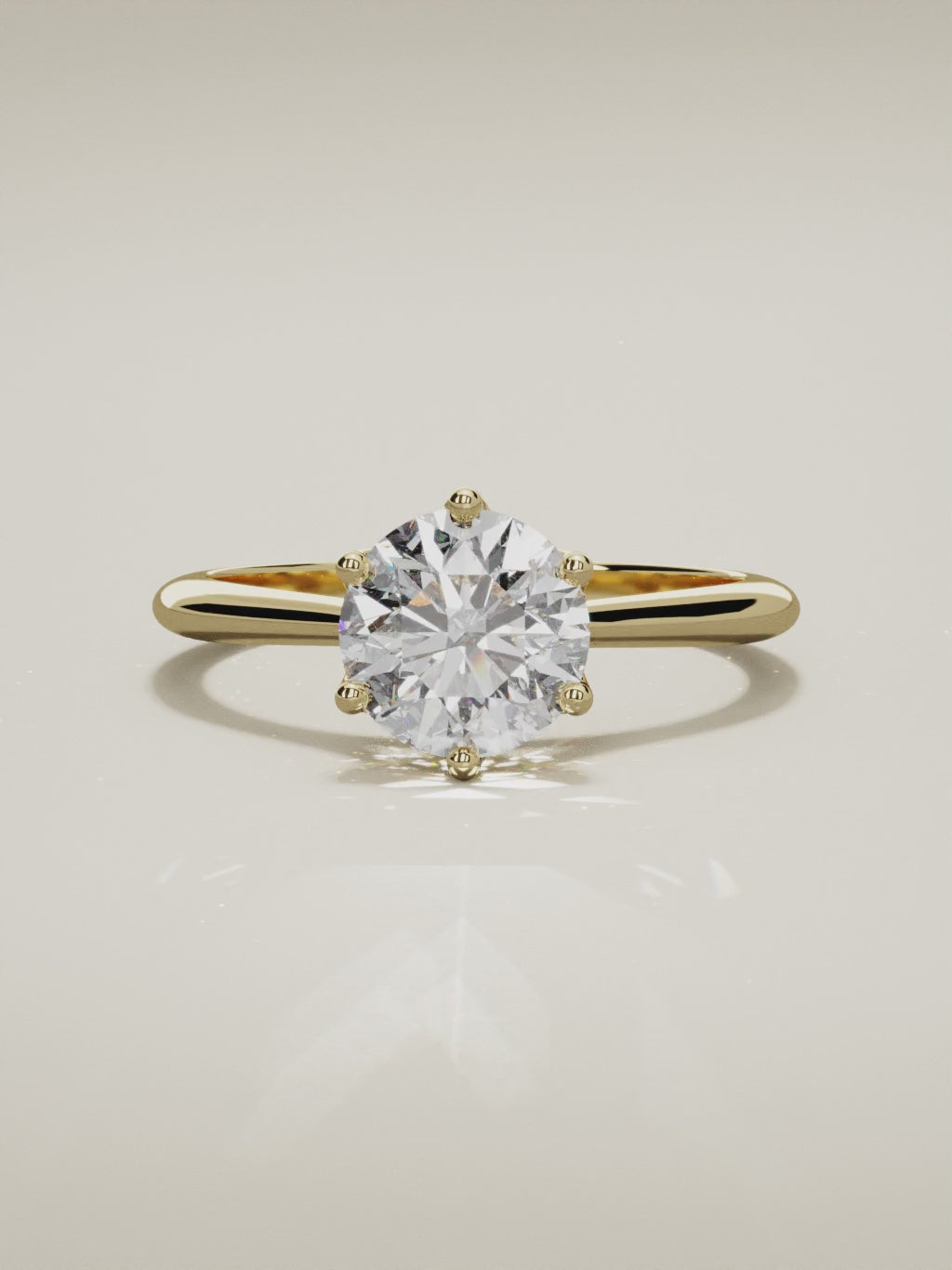 The Iris round lab-grown diamond solitaire in 14K yellow gold, 360 turntable video