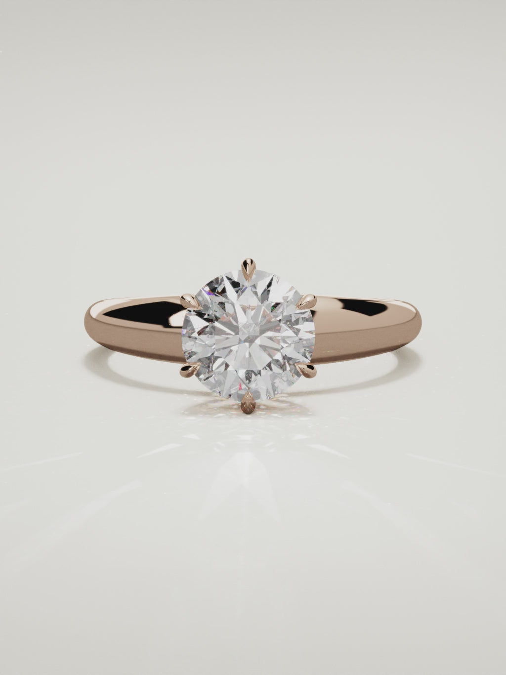 The Aire round lab-grown diamond solitaire in 14K rose gold, 360 turntable video