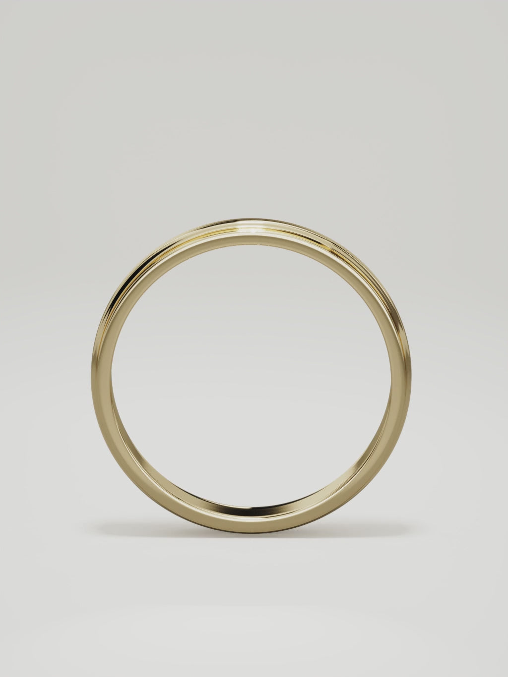The Linea center-ridge men's wedding band in 14K yellow gold, 4 mm, 360 turntable video