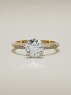 The Vera round lab-grown diamond solitaire in 14K yellow gold, 360 turntable video
