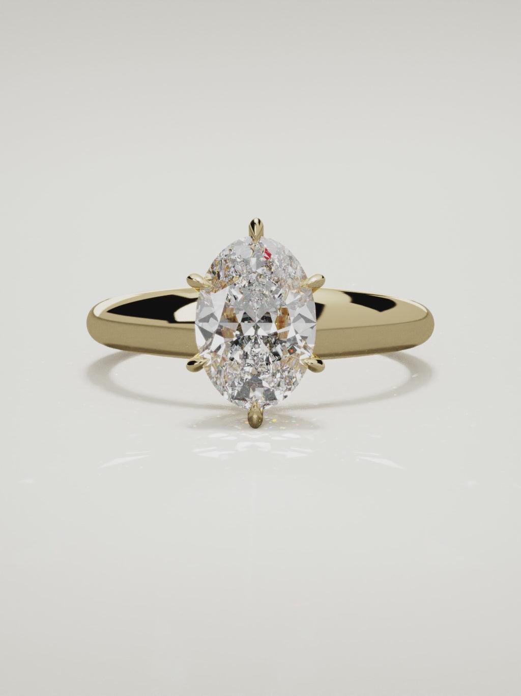 The Aire oval lab-grown diamond solitaire in 14K yellow gold, 360 turntable video