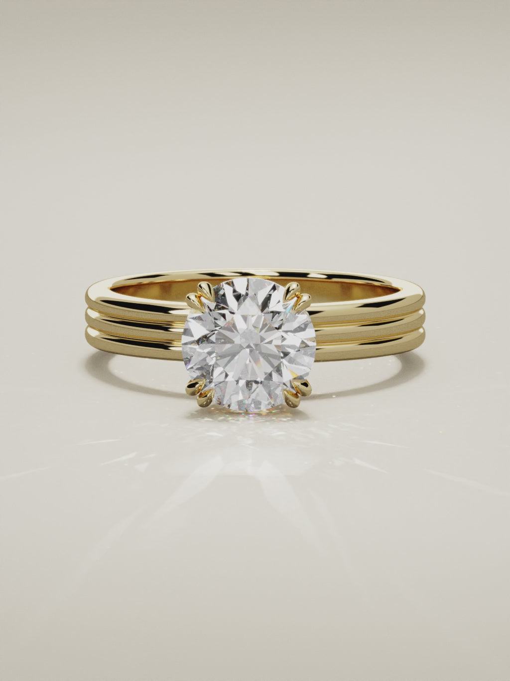 The Lira round lab-grown diamond solitaire in 14K yellow gold, 360 turntable video