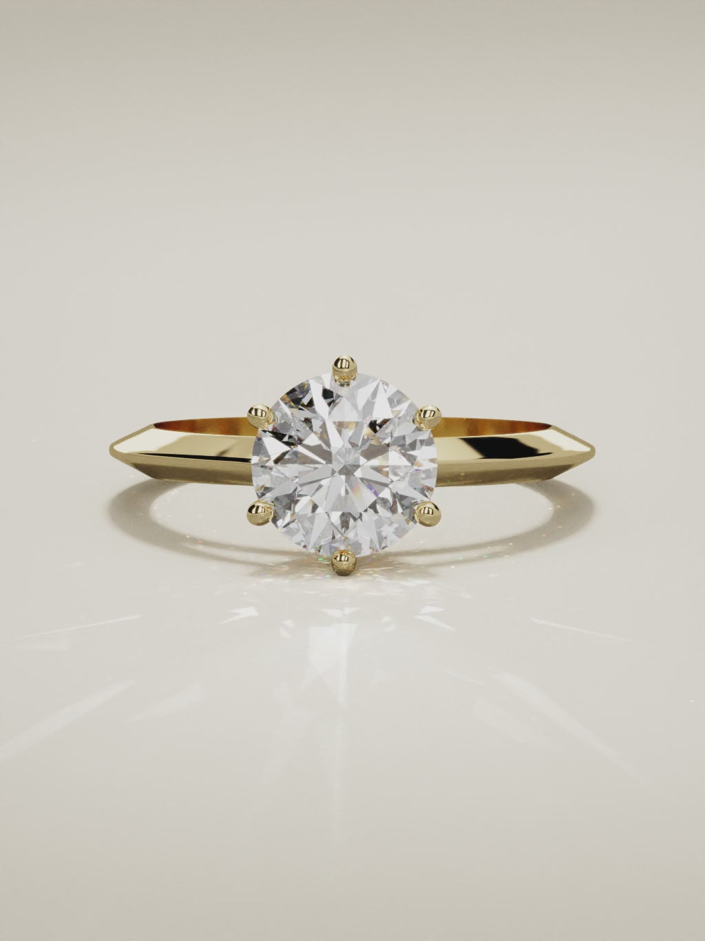 The Nave round lab-grown diamond solitaire in 14K yellow gold, 360 turntable video