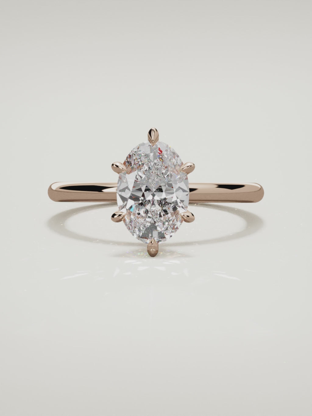 The Alba oval lab-grown diamond solitaire in 14K rose gold, 360 turntable video