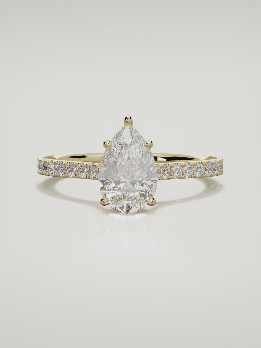 The Blonda pear-shaped lab-grown diamond solitaire in 14K yellow gold, 360 turntable video