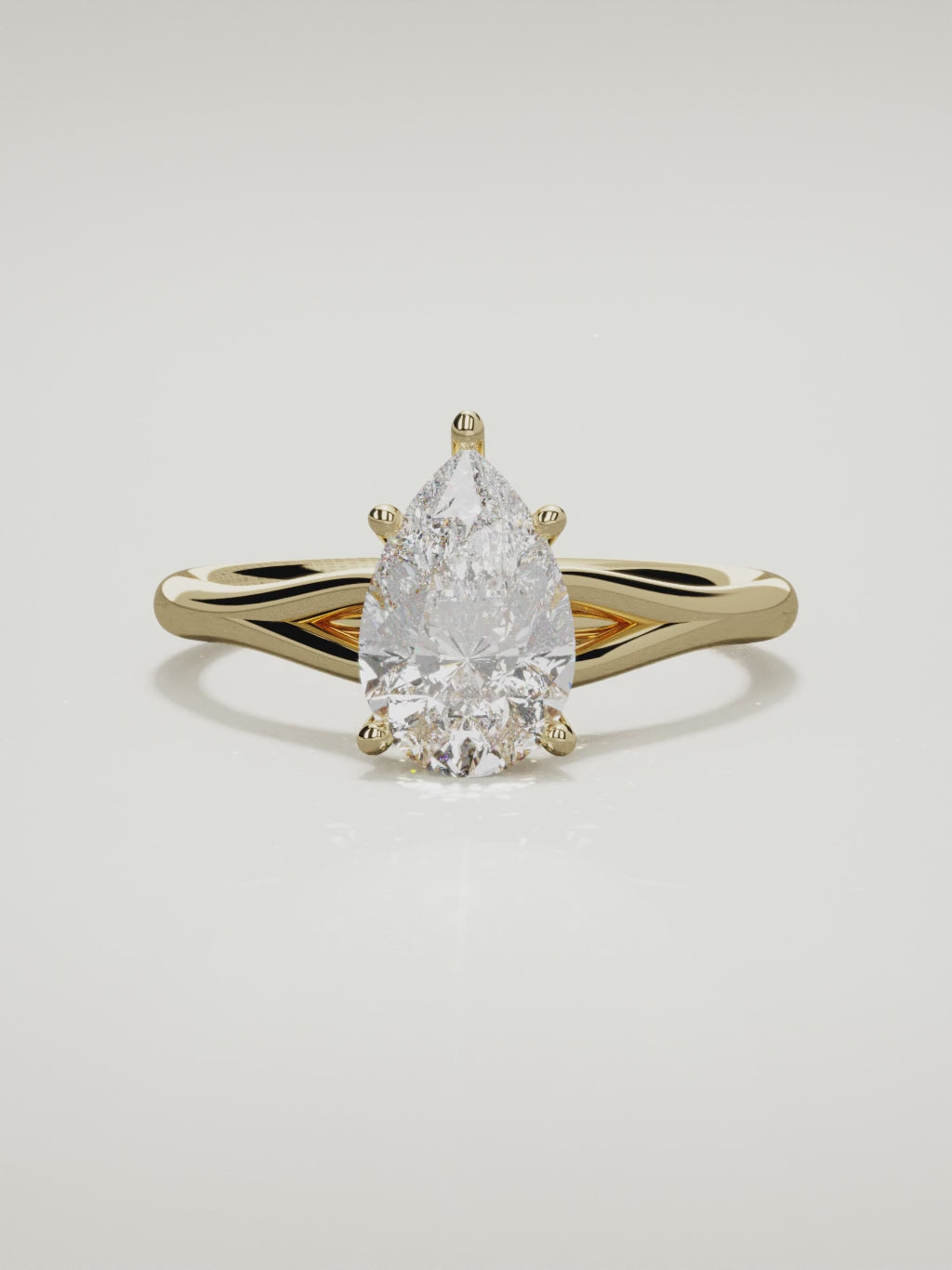 The Lazo pear-shaped lab-grown diamond solitaire in 14K yellow gold, 360 turntable video