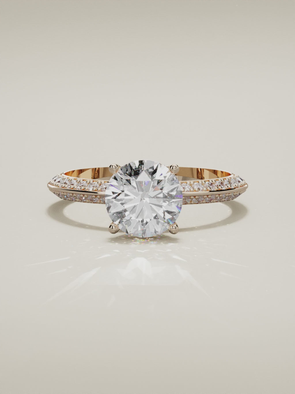 The Vera round lab-grown diamond solitaire in 14K rose gold, 360 turntable video