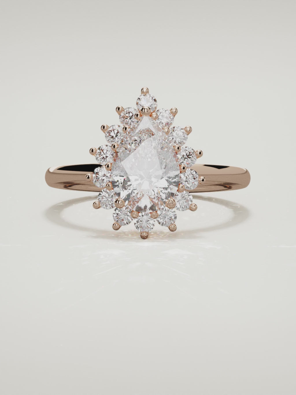 The Aura pear-shaped lab-grown diamond solitaire in 14K rose gold, 360 turntable video